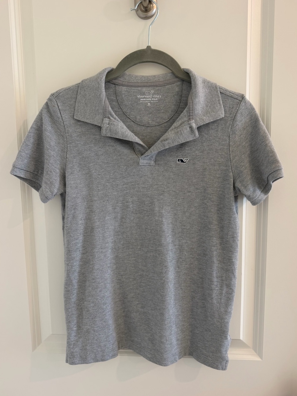 Vineyard Vines Youth Heather Gray Polo with Whale Logo